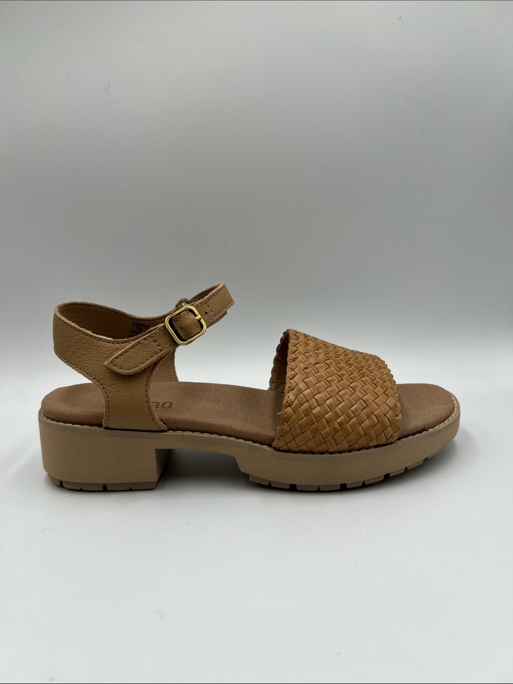 Munro Conner platform comfort sandal tan brown leather woven new 7.5 WIDE 7.5W